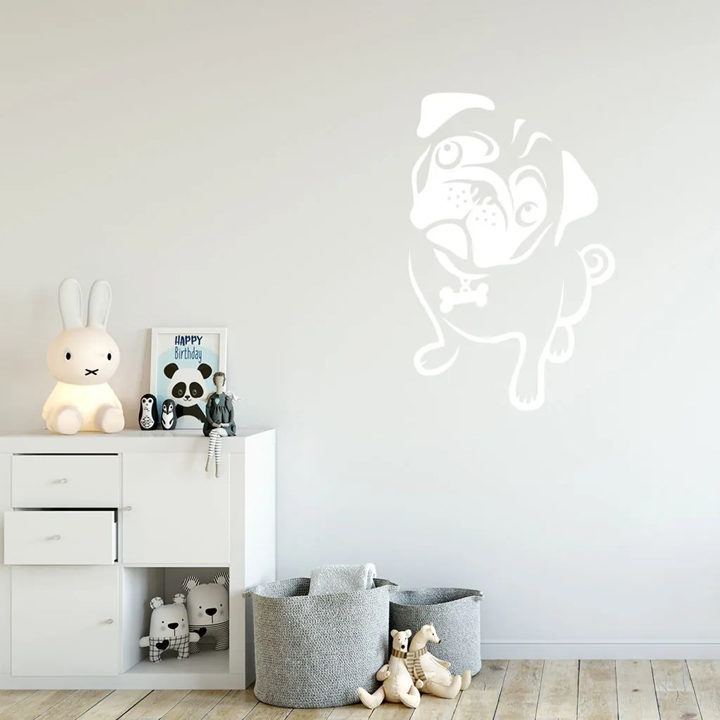 Veselá Stena Samolepka na stenu na stenu Mopslík Farba: černá