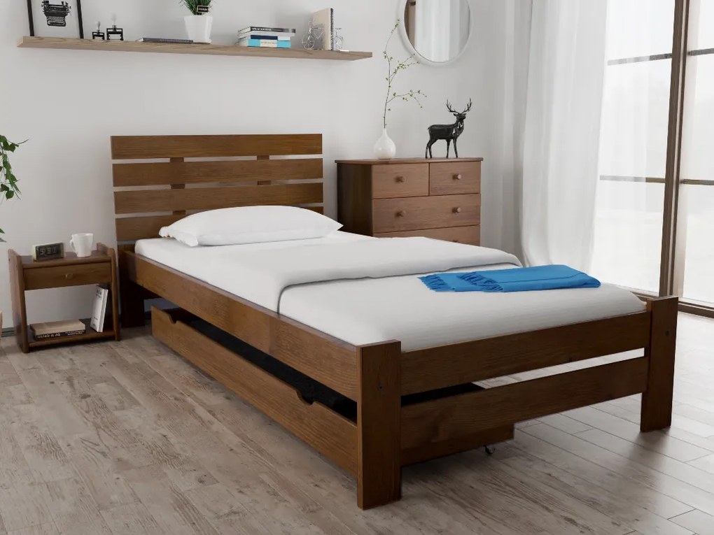 Posteľ PARIS zvýšená 90x200 cm, dub Rošt: Bez roštu, Matrac: Matrac COCO MAXI 20 cm