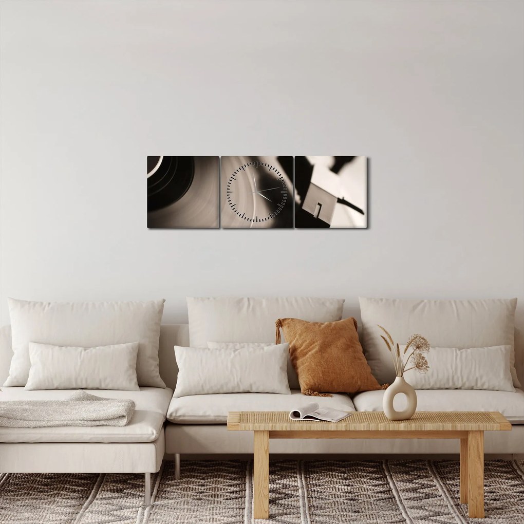 Obraz - Gramofónová doska (s hodinami) (90x30 cm)