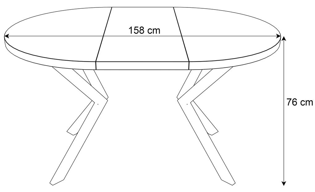 Okrúhly rozkladací jedálensky stôl MARION 100/120 - 176/196 cm dub lefkas + zlatá  podnož Rozmer stola: 100 cm