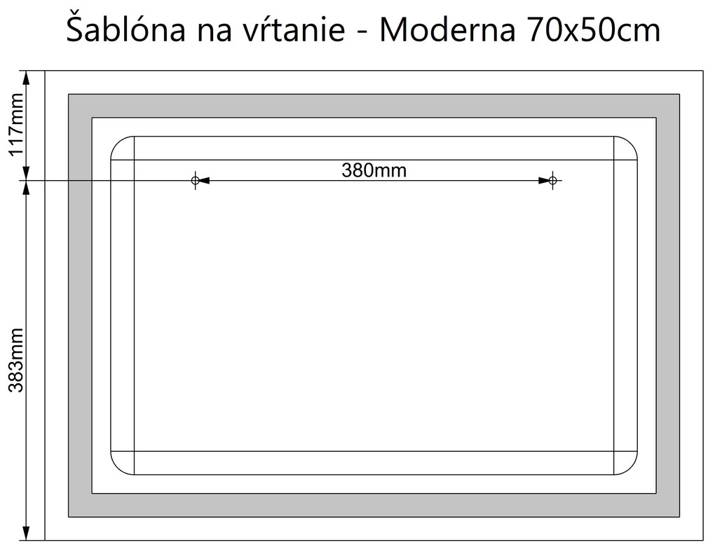 LED zrkadlo Moderna 70x50cm teplá biela - diaľkový ovládač Farba diaľkového ovládača: Čierna