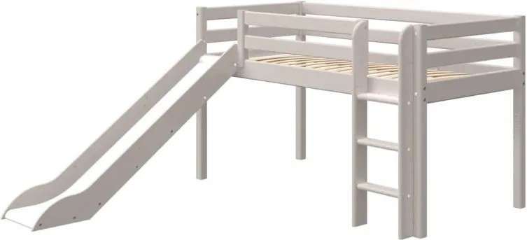 Sivá detská posteľ z borovicového dreva so šmýkačkou Flexa Classic, výška 120 cm