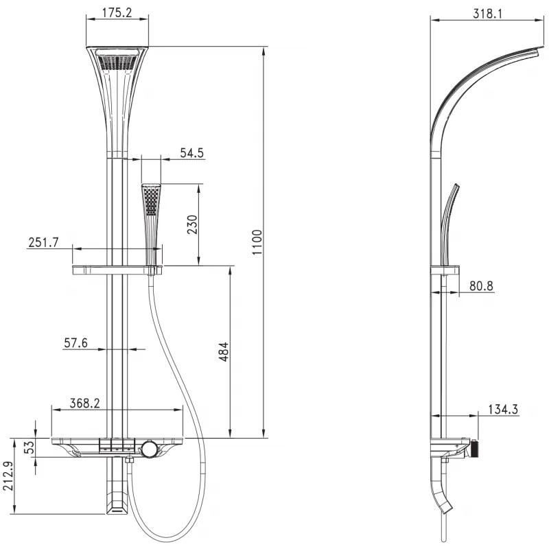Mexen Sonic, sprchová sada s ručnou a dažďovou hlavicou, biela, 78110-20