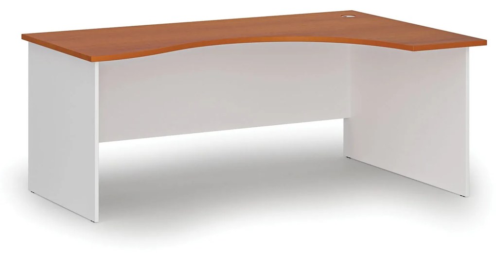 Ergonomický kancelársky pracovný stôl PRIMO WHITE, 1800 x 1200 mm, pravý, biela/čerešňa