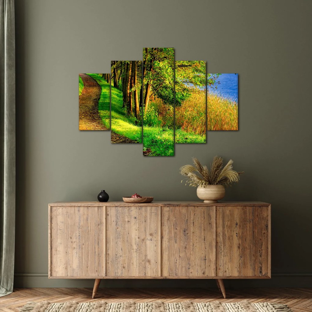 Obraz chodníky pozdĺž vody (150x105 cm)