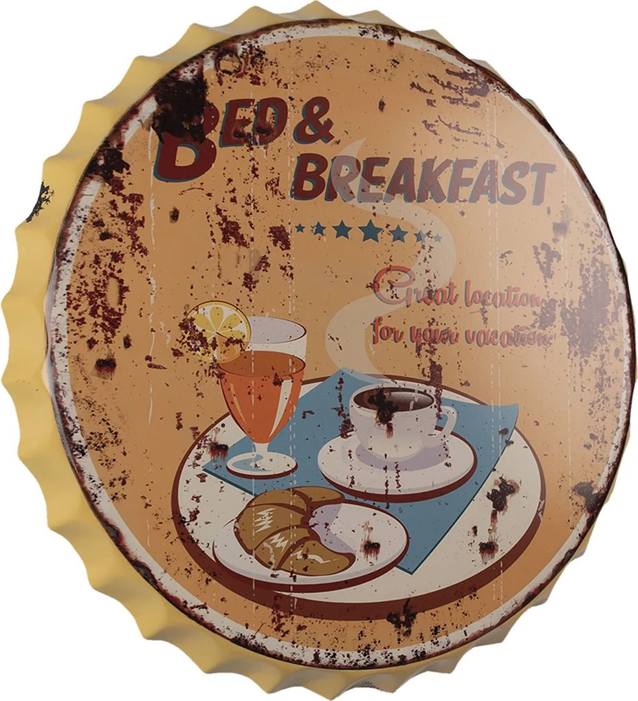 Nástenná guľatá kovová ceduľa B & B - Ø 50 cm