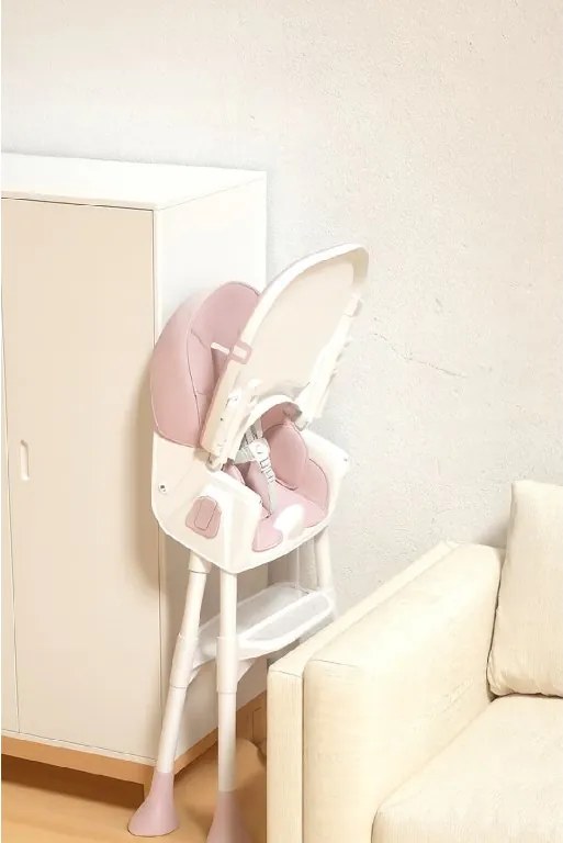 Stolička na kŕmenie KDK03 4v1 ružová + košík a kolieska ZDARMA
