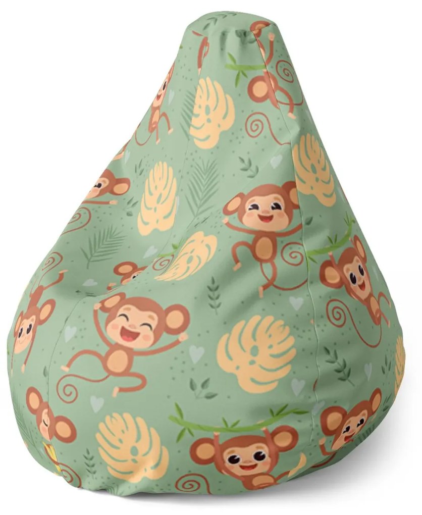 Sablio Sedací vak Pear Roztomilé opičky - 70 x 95 x 15 cm