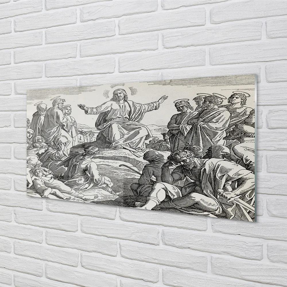 Nástenný panel  Ježiš kreslenie ľudia 125x50 cm