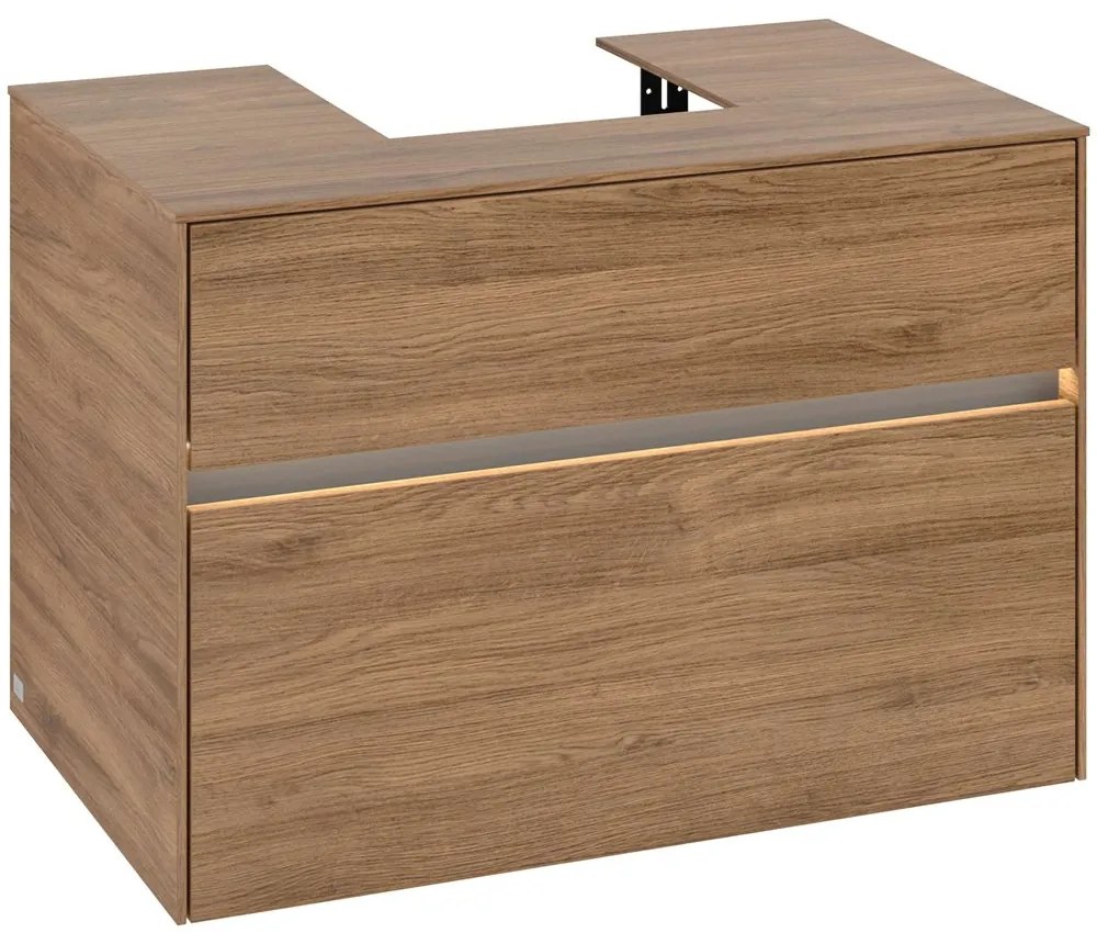 VILLEROY &amp; BOCH Collaro závesná skrinka pod umývadlo na dosku (umývadlo v strede), 2 zásuvky, s LED osvetlením, 800 x 500 x 548 mm, Oak Kansas, C093B0RH