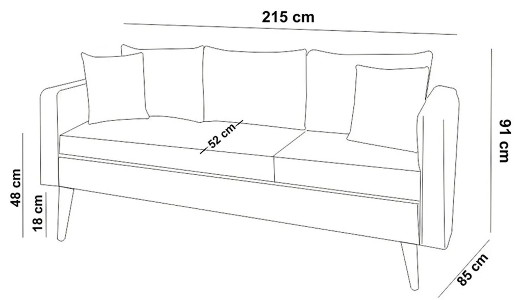 3-miestna pohovka Sofia 215 cm antracit