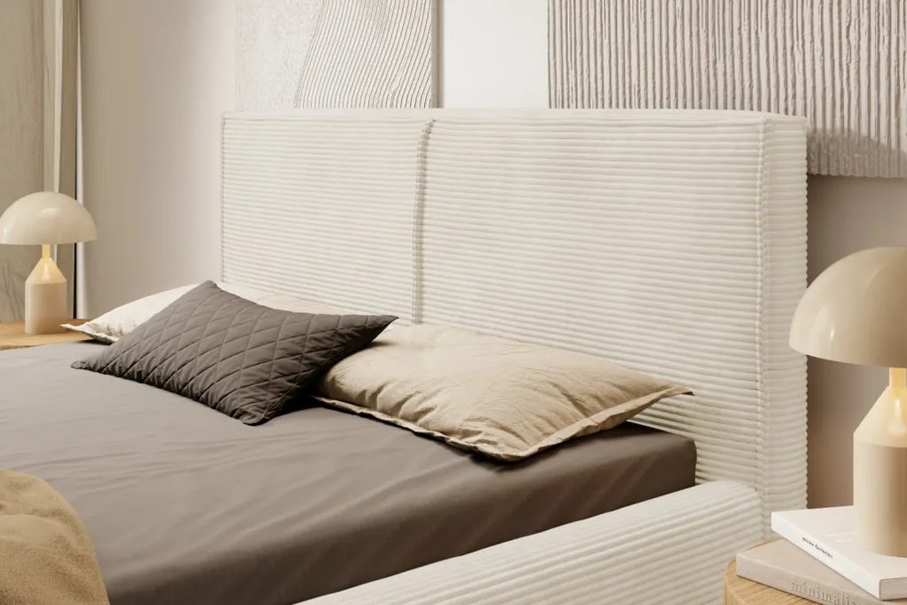 Posteľ Inez 180x200 cm, krémová štruktúrovaná látka