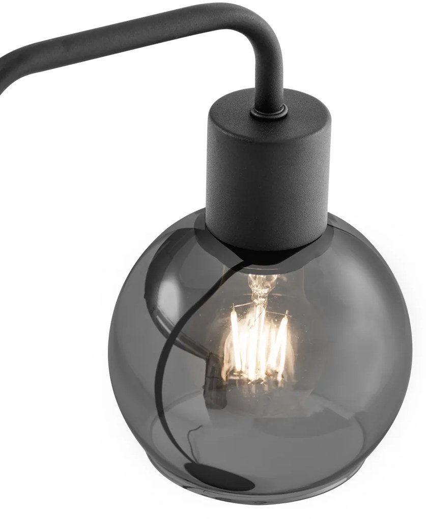Art Deco stolná lampa čierna s dymovým sklom - Vidro
