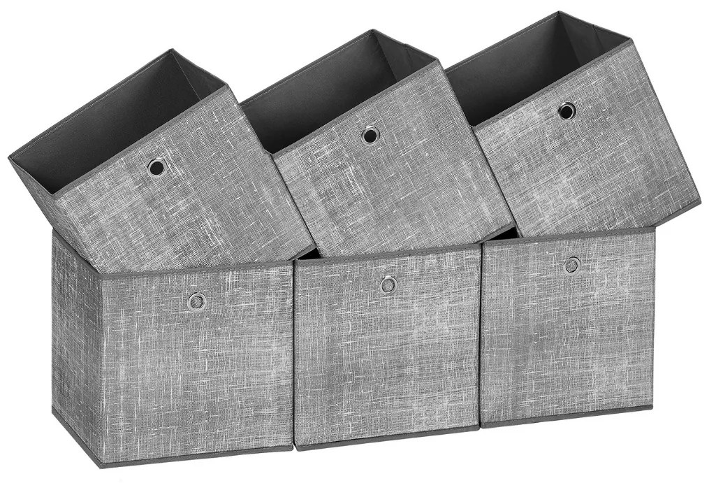 Úložné boxy GARY 6ks,30x30x30cm, šedá SongmicsHome
