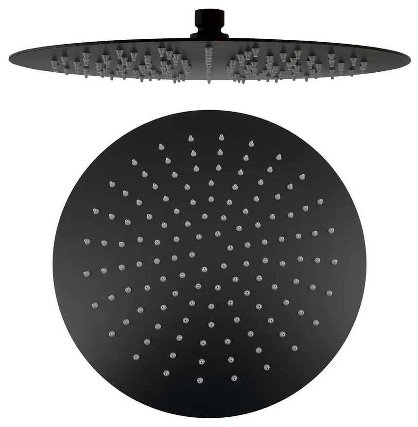 Matne čierna hlavová sprcha z nehrdzavejúcej ocele ø 30 cm Slim – Sapho