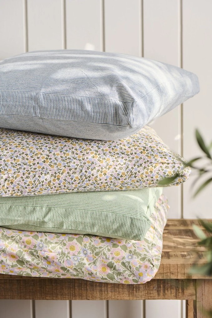 Ib Laursen Povlak na polštář Linea Mustard / Light Pink stripes 45 × 45 cm