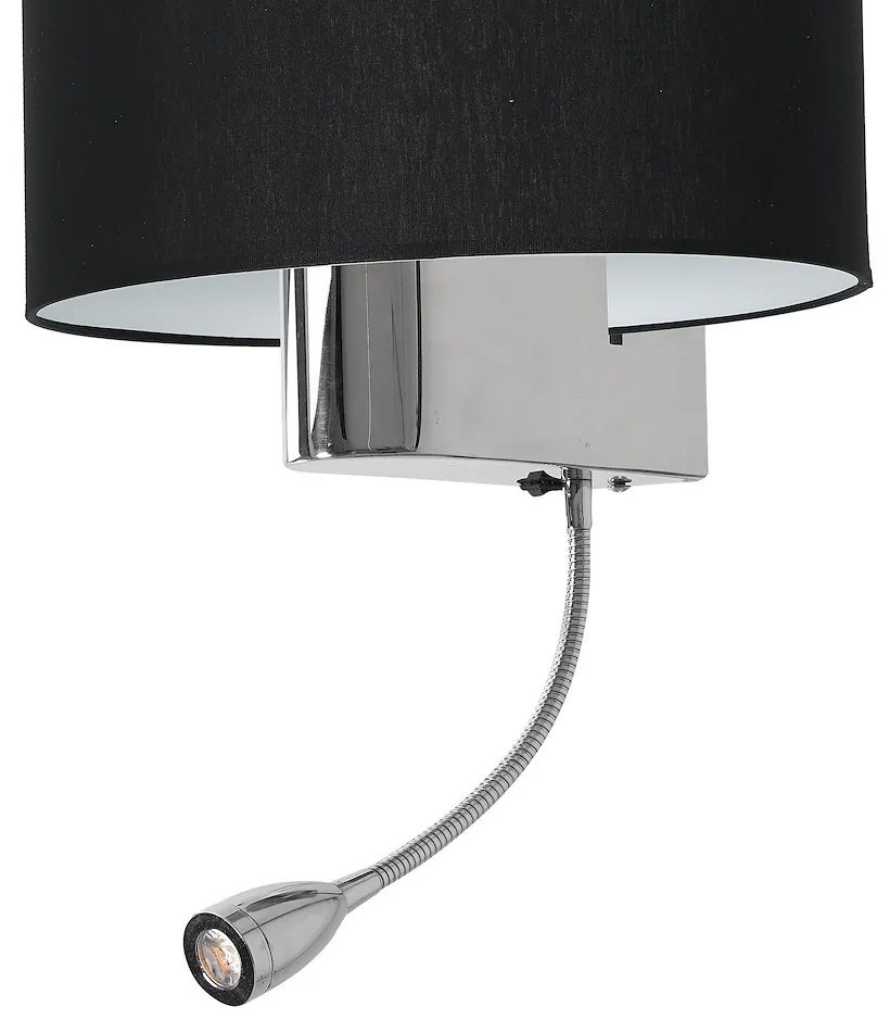 EUlight Nástenné svietidlo Napoli, 1x čierne textilné tienidlo + 1xLED 1w, ch