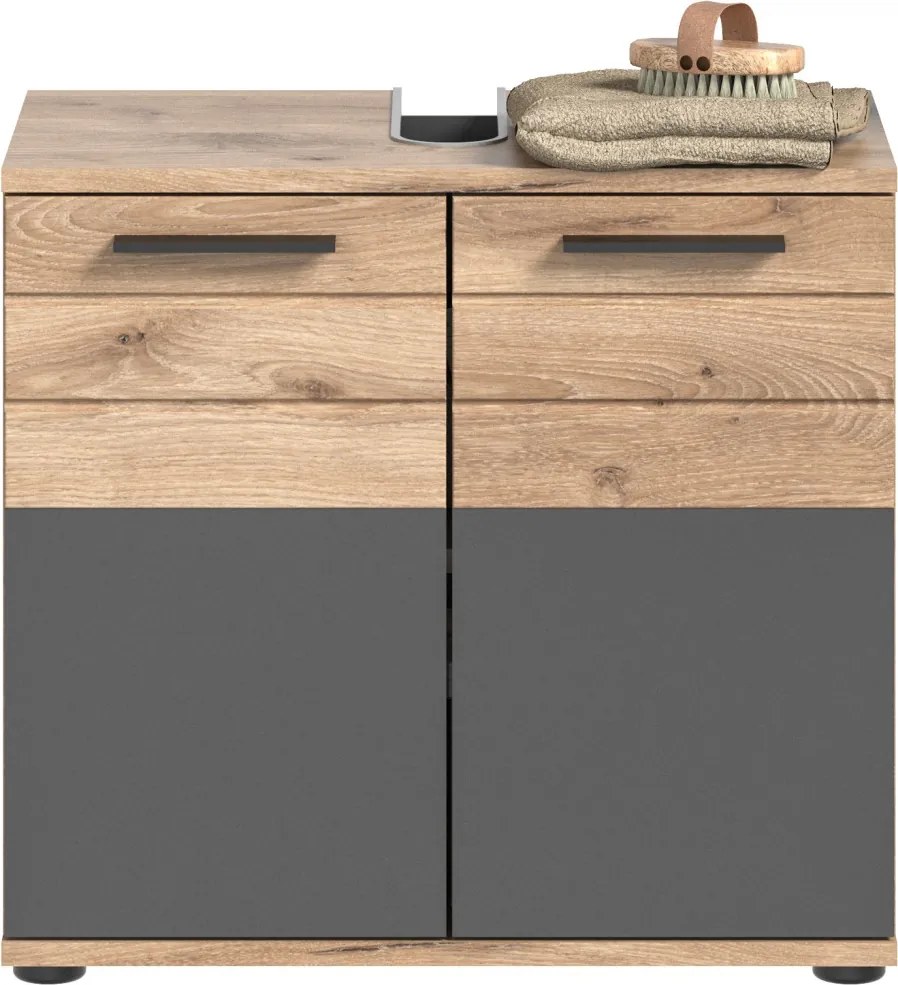 Kúpeľňová skrinka pod umývadlo Mason, dub/šedá