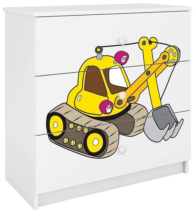 Detská komoda  Babydreams Biela – Rýpadlo