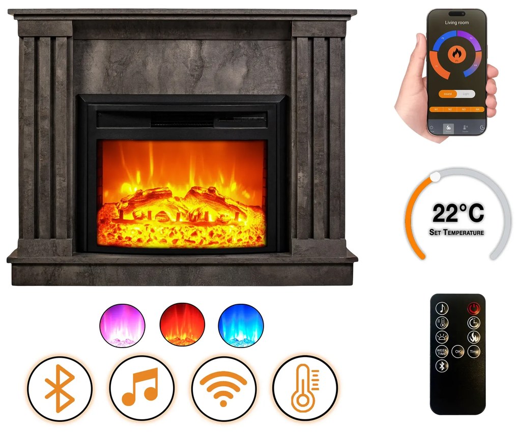 Elektrický krb Irony Urban EF 4 Dark Gray Concrete Finish