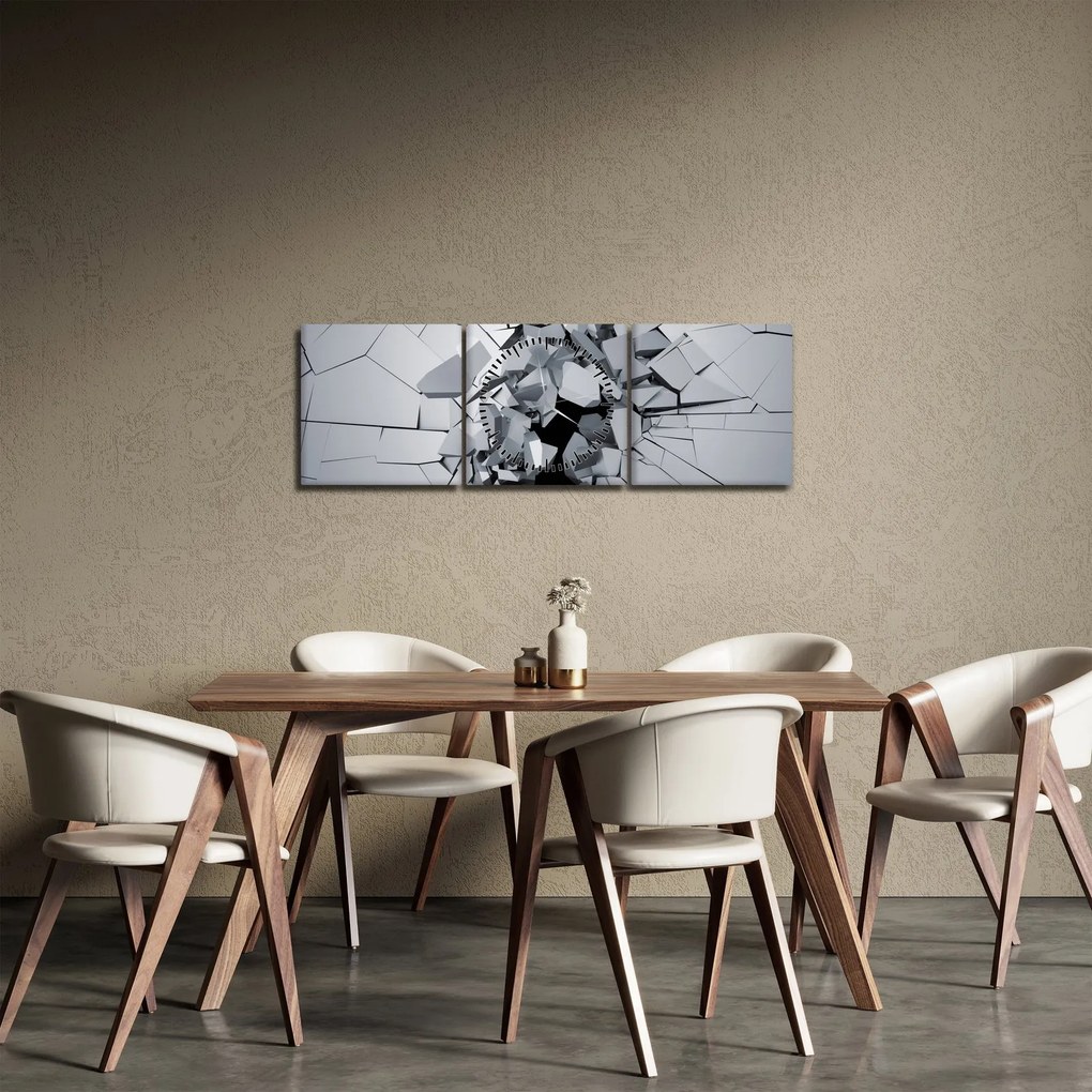 Obraz abstrakcie 3D (s hodinami) (90x30 cm)