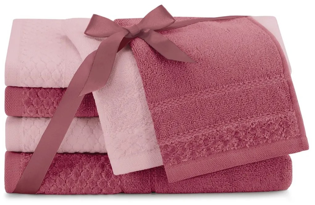 Sada 6 ks ručníků RUBRUM klasický styl růžová
