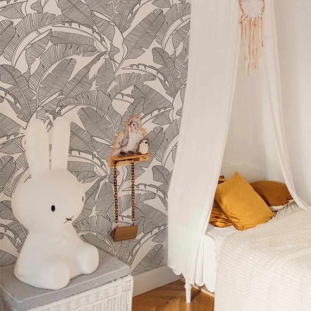 Tapeta veľké palmové listy čierno biela 280×100cm