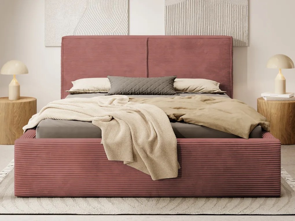Posteľ Inez 180x200 cm, terracota štruktúrovaná látka