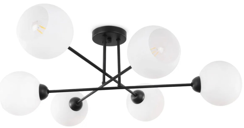 Stropné svietidlo Eliza, 6x biele sklenené tienidlo, B