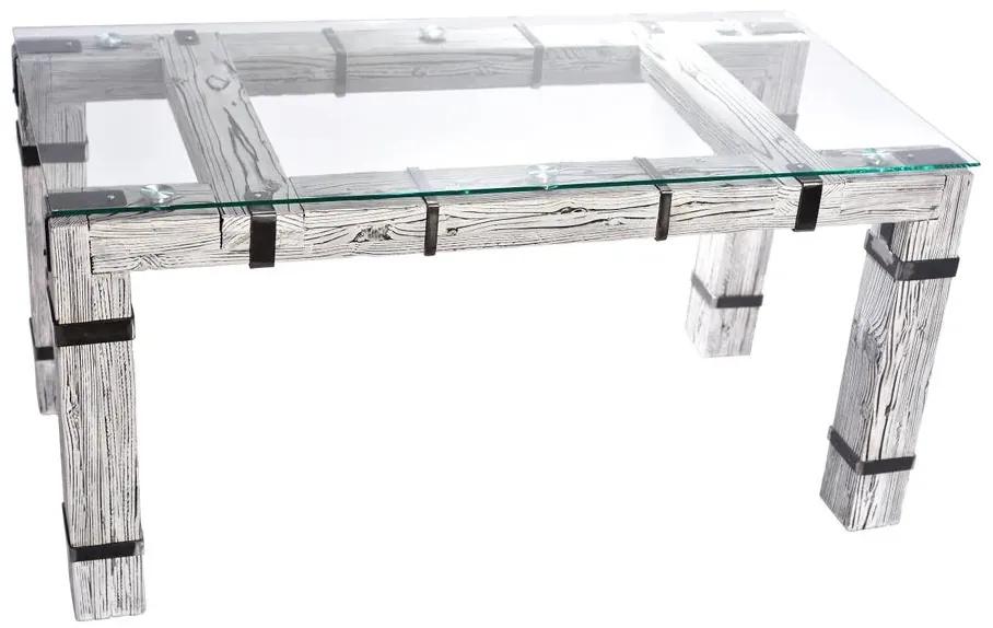 CHYRKA® Jedálenský stôl LD obývačkový stôl DROHOBYCZ Loft Vintage Bar Priemyselný dizajn ručne vyrábané drevo kov sklo