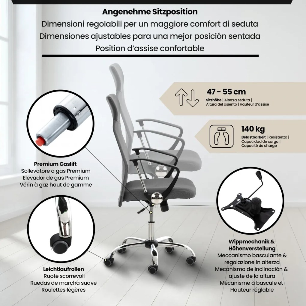 Design-Shop Kancelárska stolička DS-Office 10 - Sivá