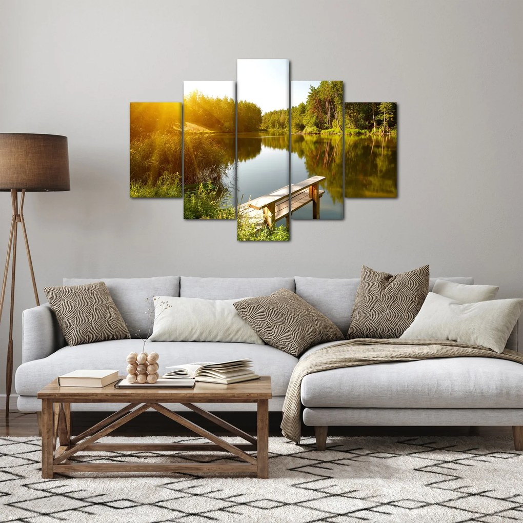 Obraz - Jazero pri lese (150x105 cm)