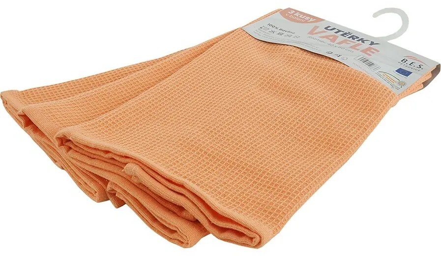 B.E.S. Petrovice Kuchynská utierka vafle marhuľová, 40 x 60 cm, sada 3 ks