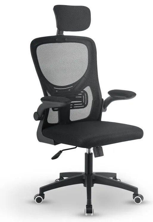 Ergonomická kancelárska stolička, čierna s opierkou hlavy