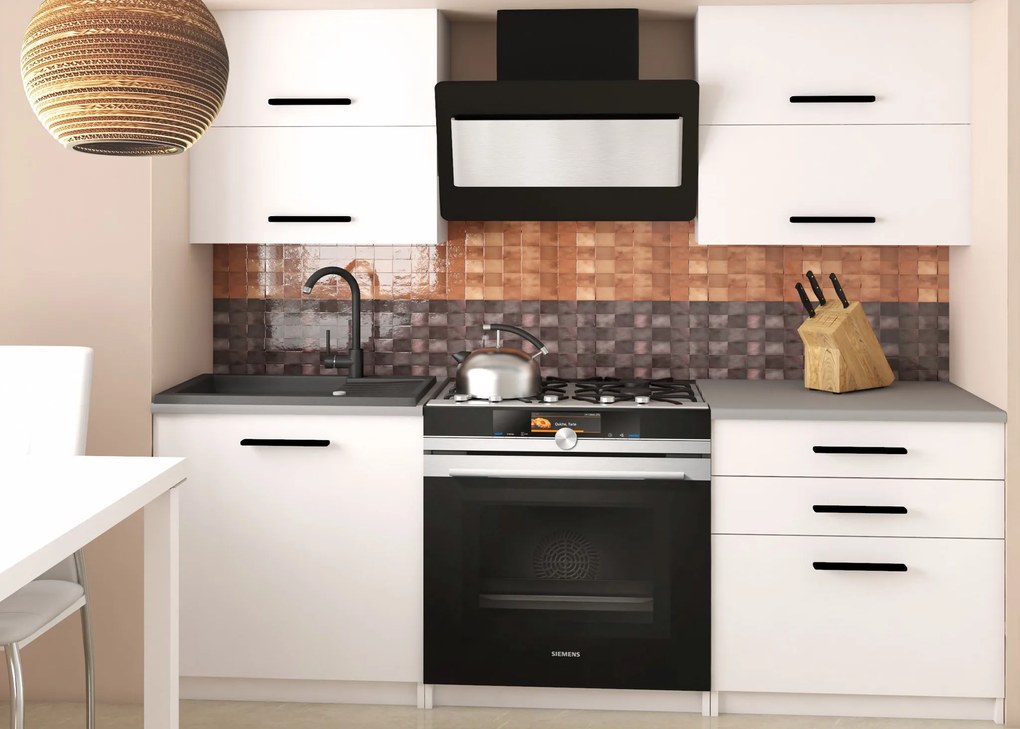 Kuchynská linka Belini 120 cm biely mat s pracovnou doskou Eleganta2 TOR ELEGANTA2/2/WT/WT/0/B1