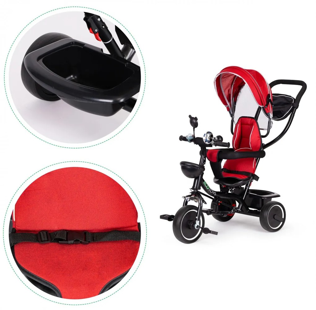 Detská trojkolka - kočík Ecotoys BeBe červená