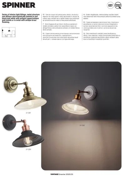 Redo 01-1290 - Nástenné svietidlo SPINNER 1xE27/42W/230V