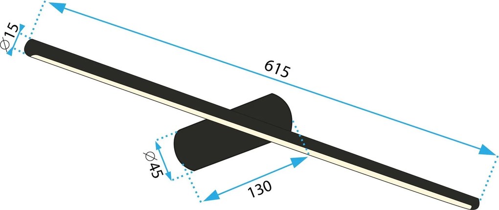 Toolight Toolight, LED nástenné svietidlo 60cm 9W 4000K APP1345-W, zlatá lesklá, OSW-02435