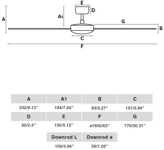 FARO 34287 - Stropný ventilátor CRUISER XL čierna pr. 160 cm + diaľkové ovládanie