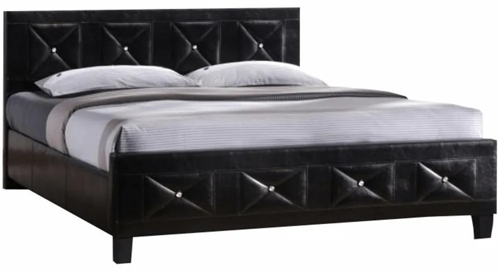 Manželská posteľ s roštom, ekokoža čierna, CARISA Rozmer: 160x200 cm