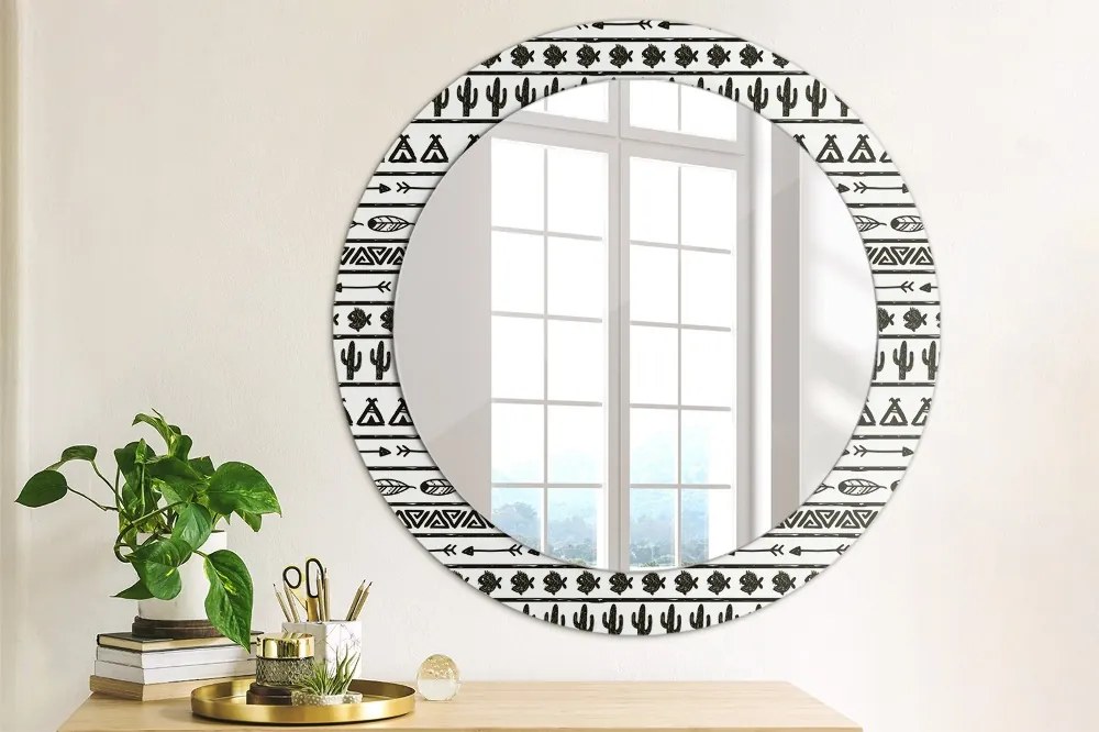 Okrúhle ozdobné zrkadlo Boho minimalista fi 70 cm