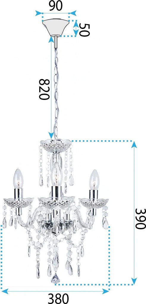 Toolight Toolight, stropné svietidlo 3xE14, EBT007-3CP, šedá, OSW-01242