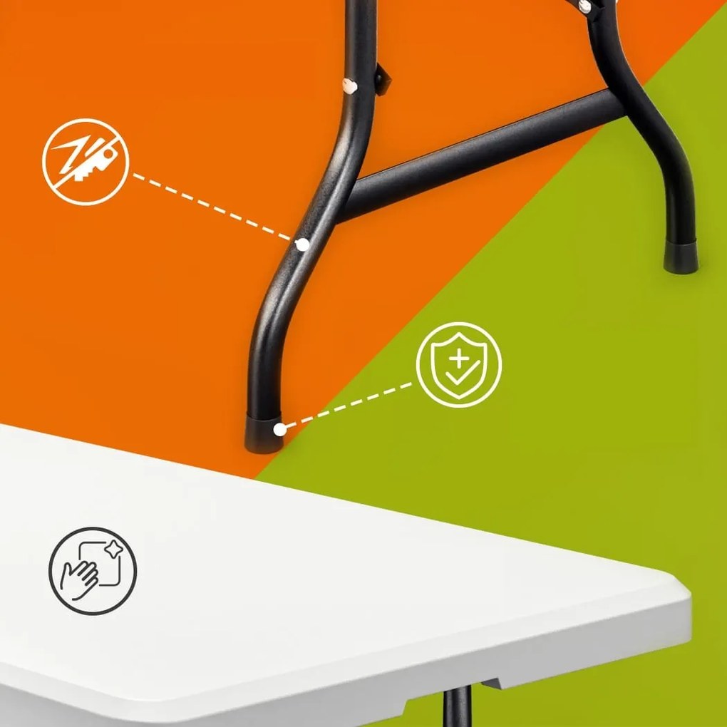 Bufetový stôl  KAMIL sklápateľný, 76x183x74cm, biela Casaria