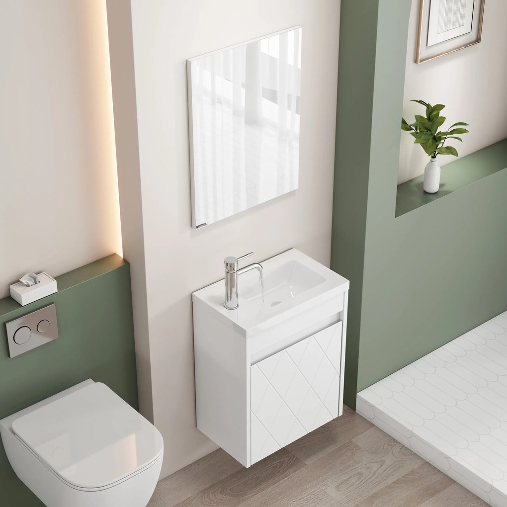 Závesná skrinka s umývadlom Houseland Mavon 40 cm biela