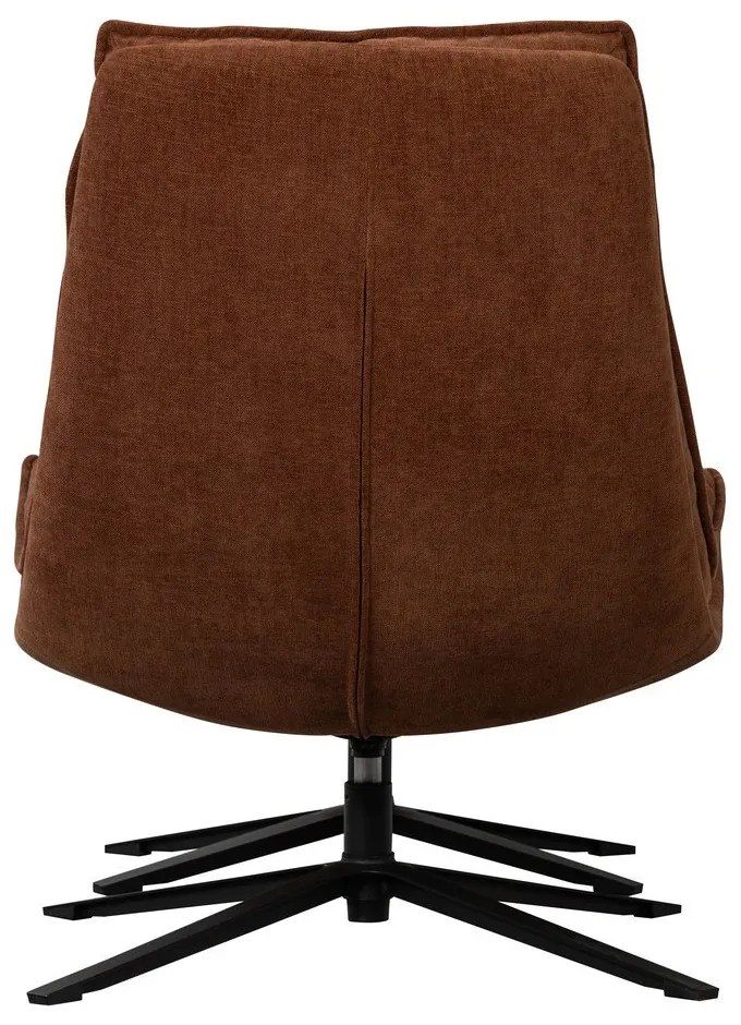 Hnedé otočné ženilkové kreslo s podnožkou Kube – WOOOD