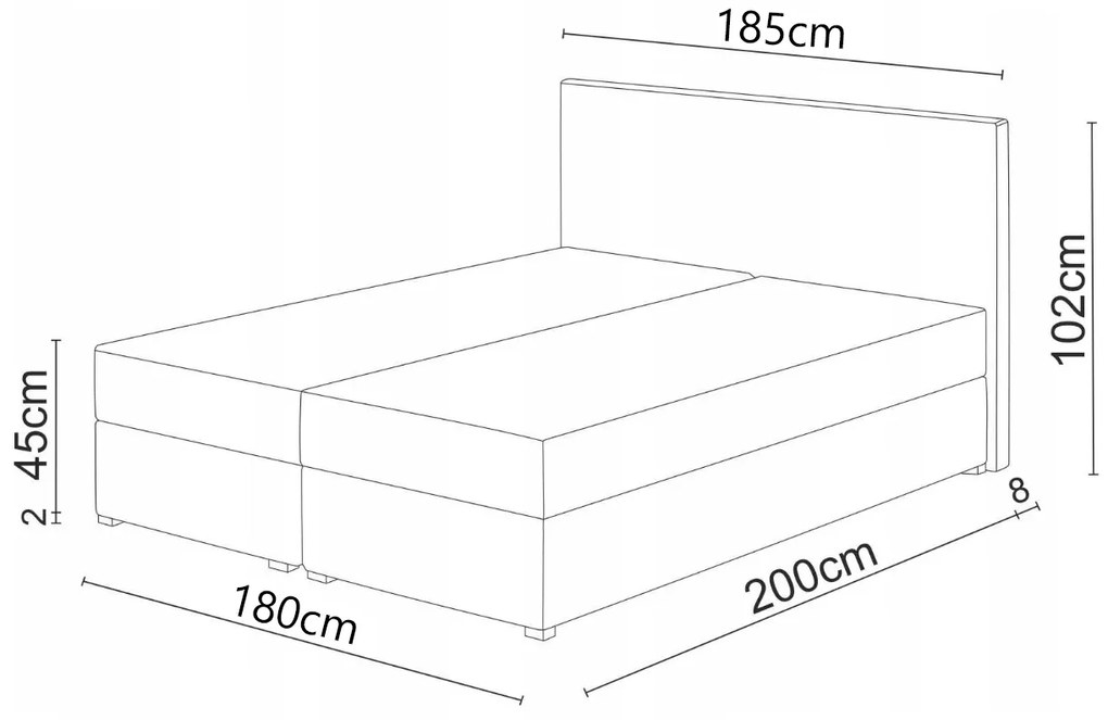 Kontinentálna posteľ 180x200 cm Waller (čierna) (s roštom a matracom). Vlastná spoľahlivá doprava až k Vám domov. 1007736