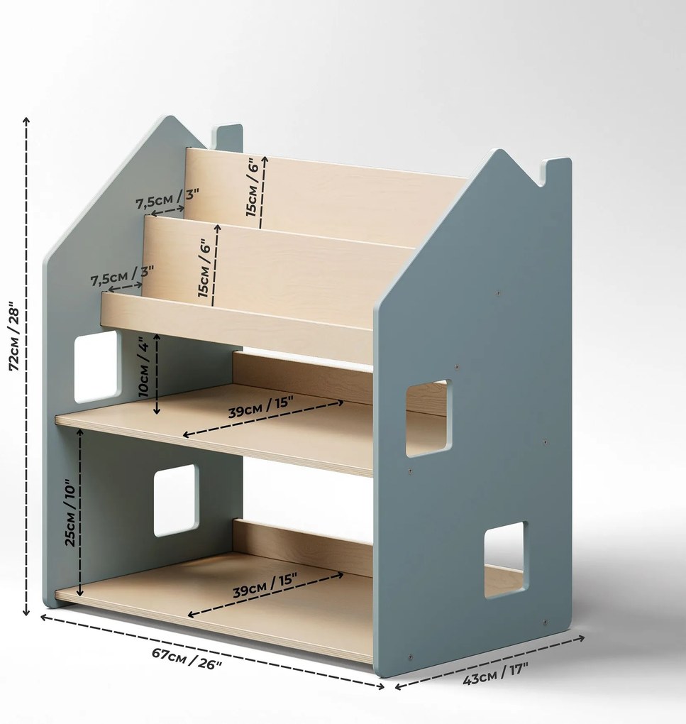 Univerzálna montessori polica 2v1 – svetlomodrá
