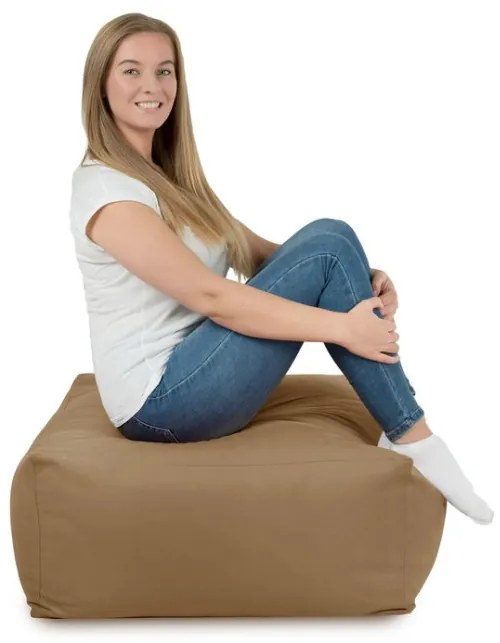 Plyšová taburetka béžová