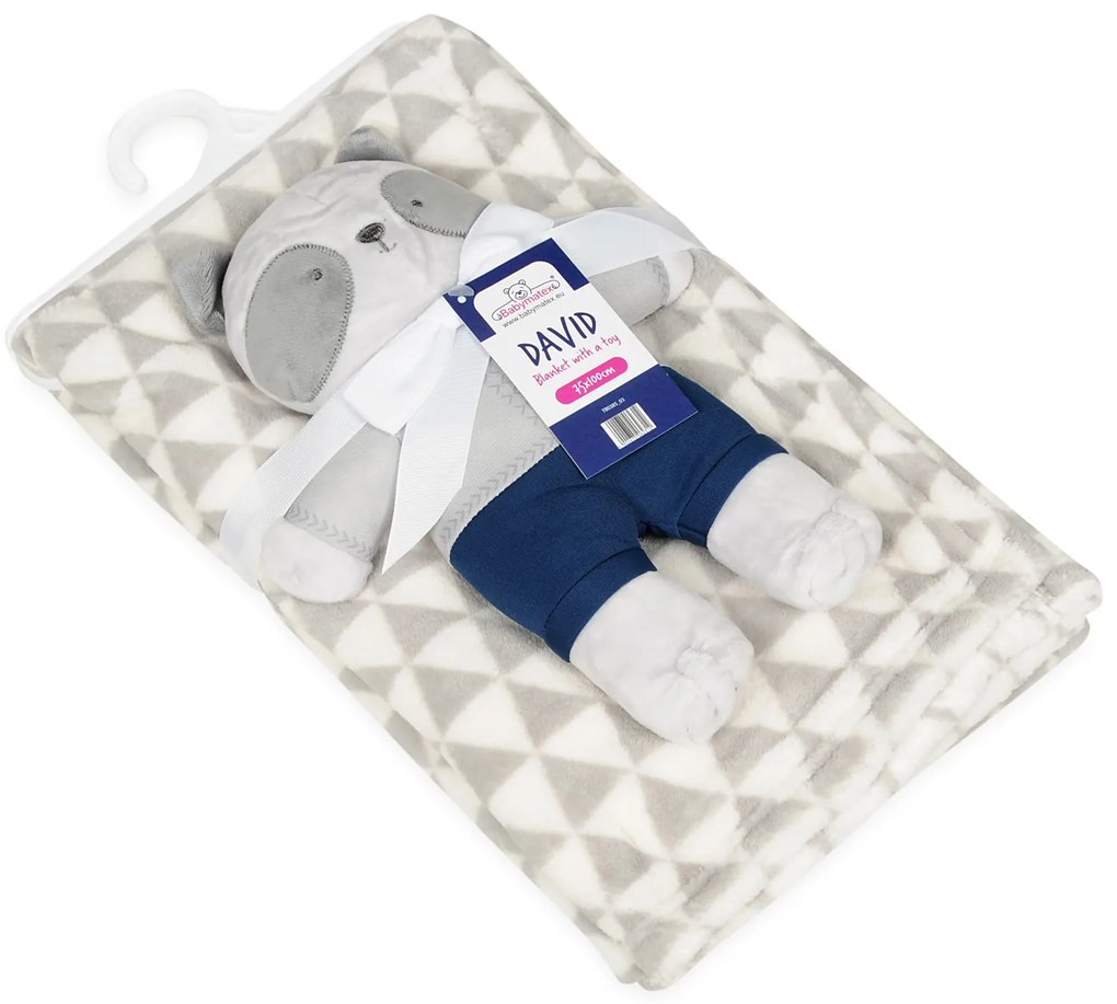 Babymatex Deka DAVID 75x100 cm - Sivá s hračkou Panda