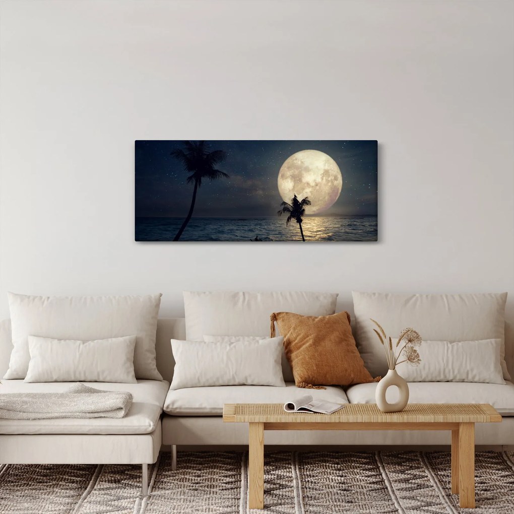 Obraz - Pláž s splnom (120x50 cm)